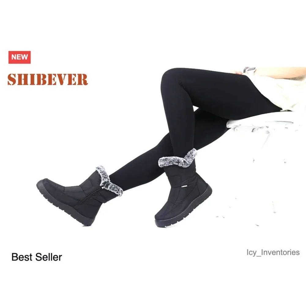 Women's Waterproof Fur Lined Ankle Boots Winter Snow Anti-Slip Comfortable